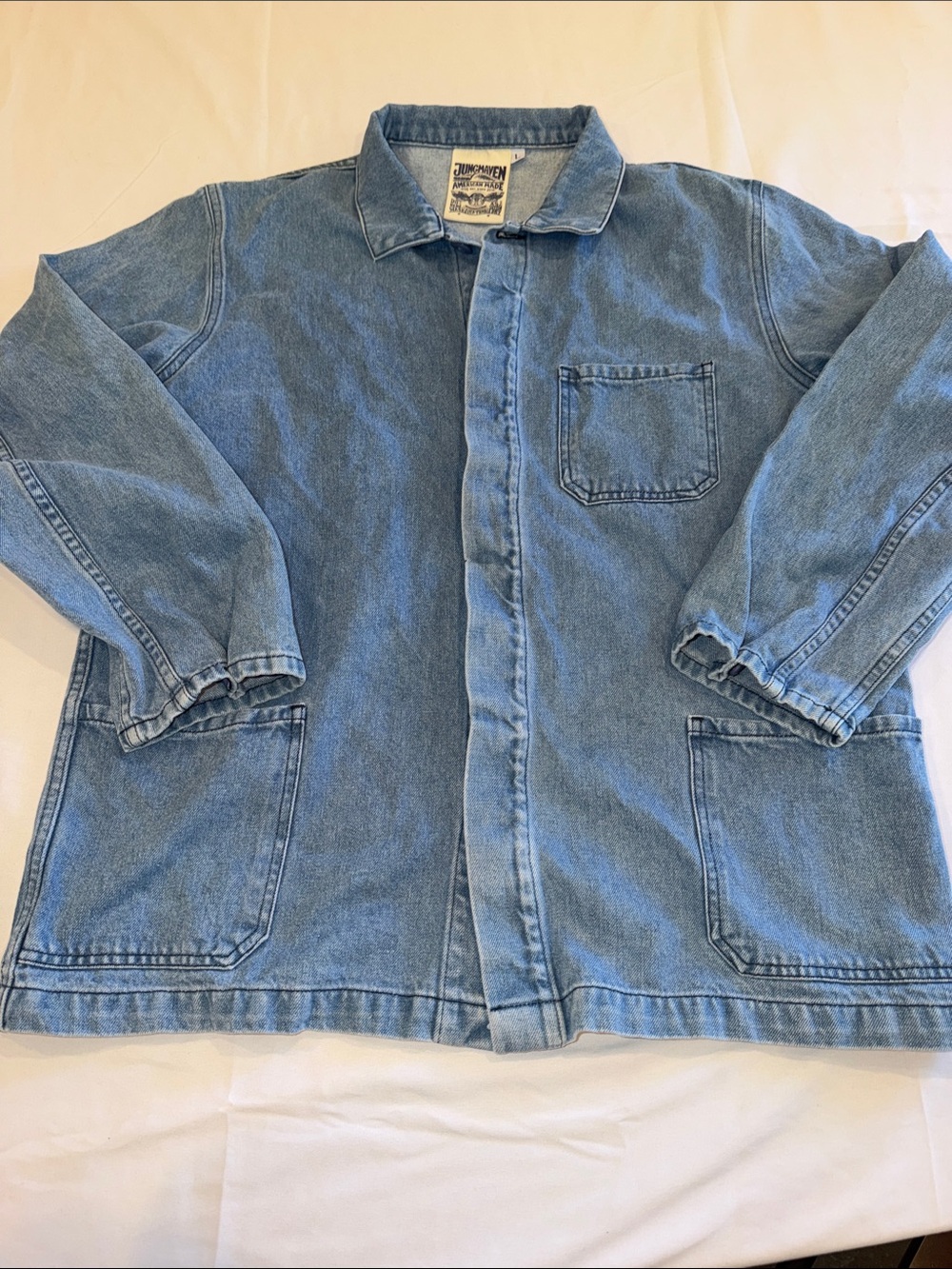 T0109100 JUNGMAVEN Hemp Organic Cotton American Made White Denim Jacket // L